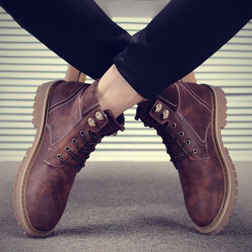 Boots - chaussures en Microfiber LOUVIP ronde pour hiver - Angleterre - semelle caoutchouc - Ref 952987