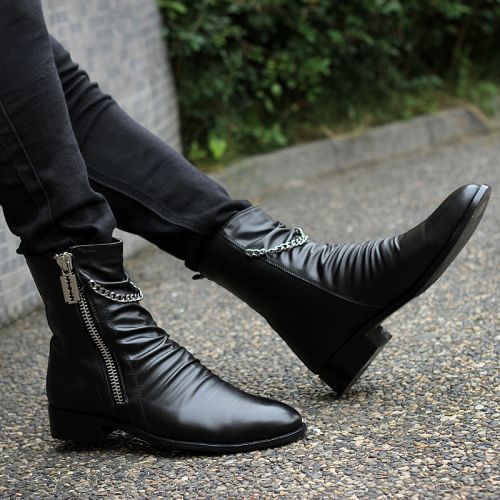 Boots - chaussures en Microfiber LEUPIAOR pointu pour hiver - punk - semelle fond composite - Ref 952989