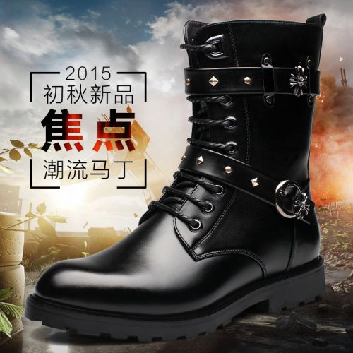 Boots - chaussures en plancher de cuir, En plus de de vache, SHEN.GAO ronde pour hiver - Angleterre - semelle caoutchouc