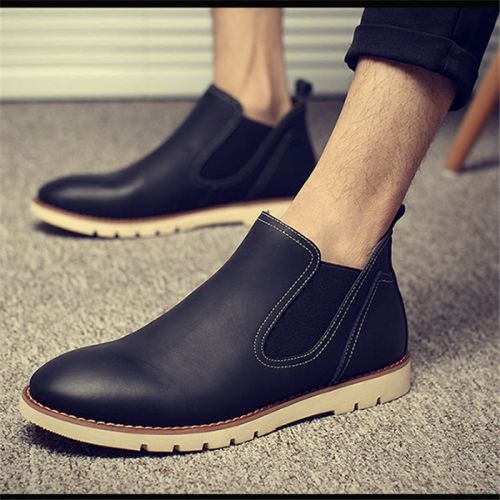 Boots - chaussures en cuir ronde pour hiver - Angleterre - semelle caoutchouc - Ref 953008