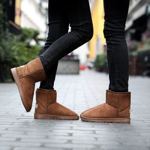 Boots - chaussures en Une variété de matériaux épissure ronde pour hiver - loisir - semelle caoutchouc - Ref 953034