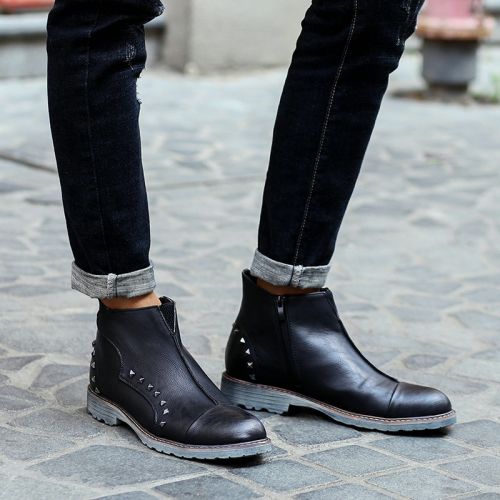 Boots - chaussures en Microfiber pointu - Angleterre - semelle caoutchouc - Ref 953041
