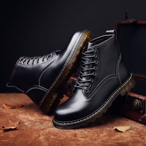 Boots - chaussures en plancher de cuir, En plus de de vache, DOBOMRVII ronde pour hiver - loisir - semelle caoutchouc - 