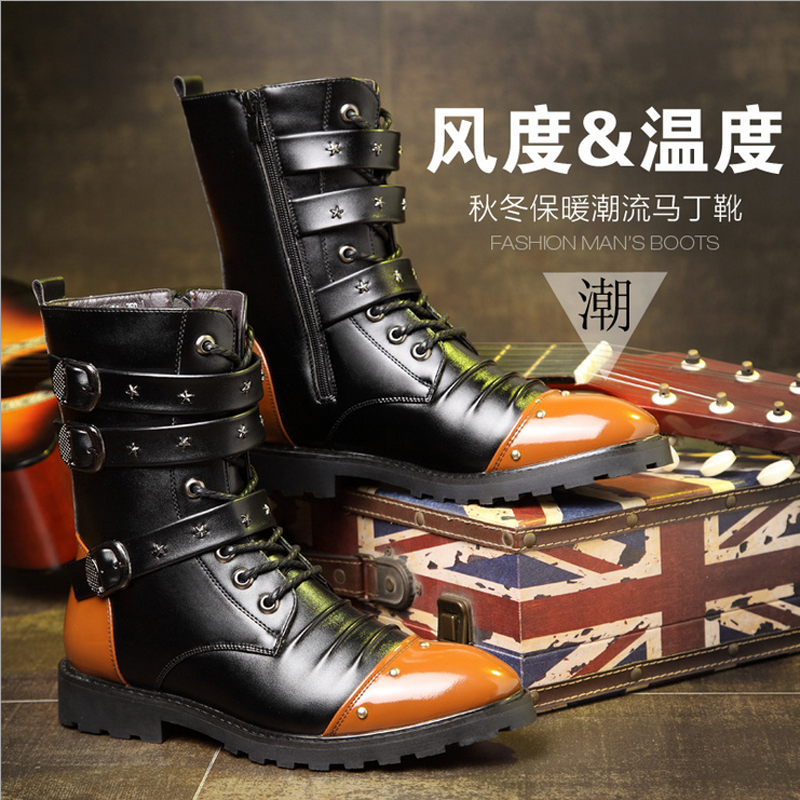 Boots - chaussures en Microfiber pointu pour hiver - Angleterre - semelle caoutchouc - Ref 953086