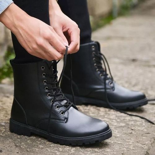 Boots - chaussures en PU ronde pour printemps - tendance des jeunes - semelle caoutchouc - Ref 953107