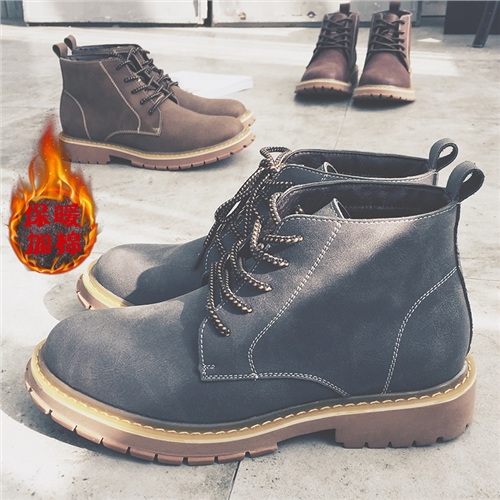 Boots - chaussures en Microfiber ronde pour printemps - semelle caoutchouc - Ref 953141