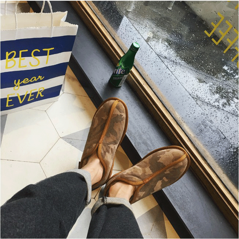 Boots - chaussures en plancher de cuir, En plus de de vache, ronde pour hiver - semelle caoutchouc - Ref 953147