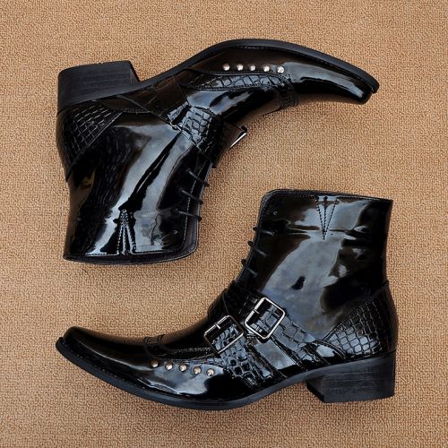 Boots - chaussures en PU pointu pour hiver - Europe - semelle caoutchouc - Ref 953151