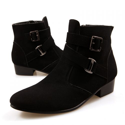 Boots - chaussures en Nubuck pointu pour hiver - Angleterre - semelle caoutchouc - Ref 953172