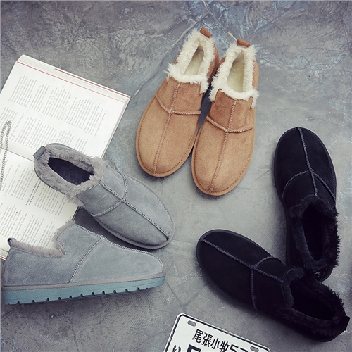 Boots - chaussures en Nubuck ronde pour hiver - semelle caoutchouc - Ref 953185