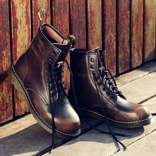 Boots - chaussures en plancher de cuir, En plus de de vache, ronde pour hiver - Angleterre - semelle TPR - Ref 