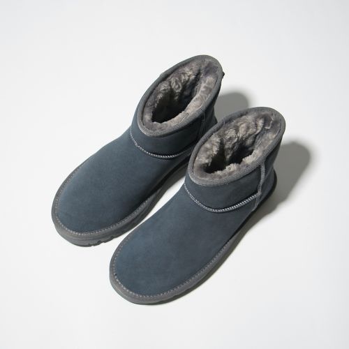 Boots - chaussures en de vache ronde pour hiver - simple - semelle caoutchouc - Ref 953206