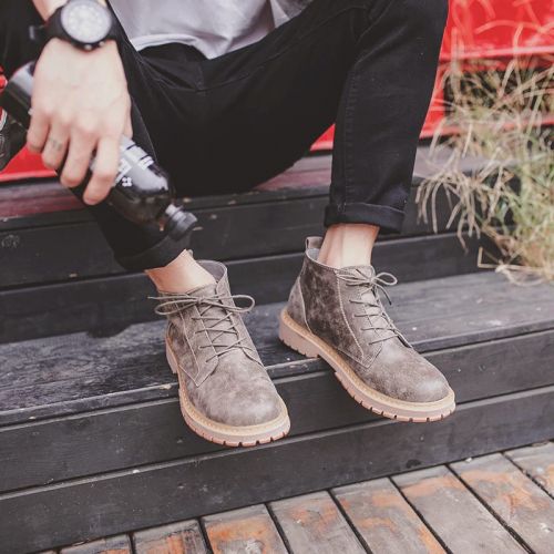 Boots - chaussures dont première couche de peau de porc ronde pour hiver - tendance des jeunes - semelle caoutchouc - Ref 95328