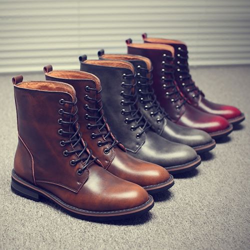 Boots - chaussures en plancher de cuir, En plus de de vache, ronde pour printemps - tendance des jeunes - semelle caoutc