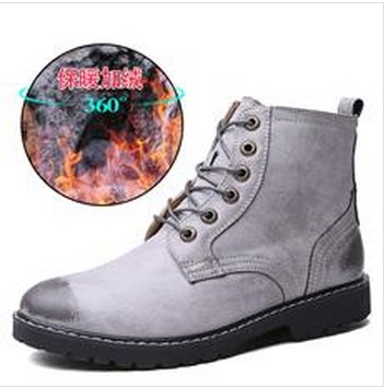 Boots - chaussures en cuir ronde pour hiver - Europe - semelle caoutchouc - Ref 953327