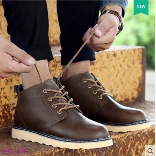 Boots - chaussures en plancher de cuir, En plus de de vache, ronde pour printemps - semelle caoutchouc - Ref 953370