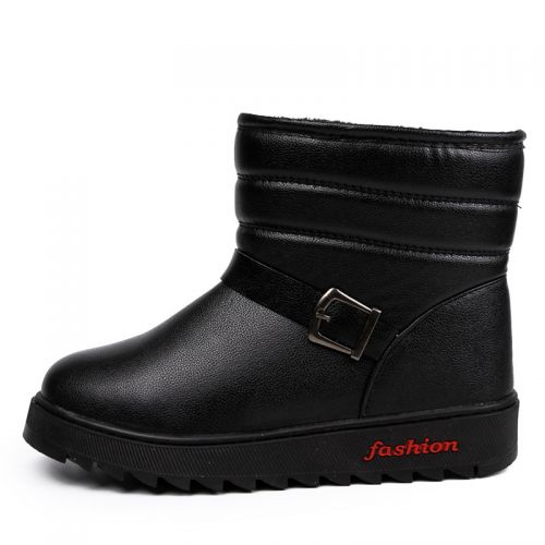 Boots - chaussures en Cuir spatial ronde pour hiver - loisir - semelle caoutchouc - Ref 953379