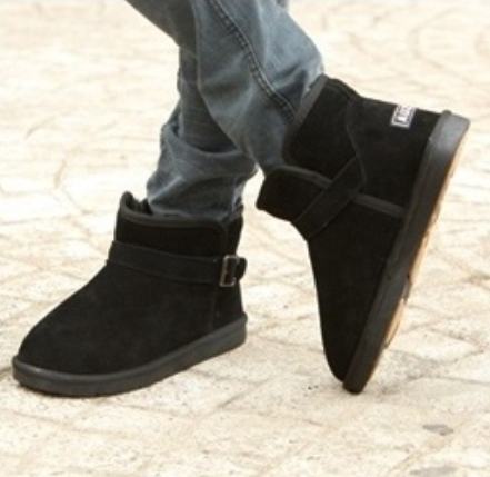 Boots - chaussures en Première couche de cuir, En plus de de vache, ronde pour hiver - loisir - semelle TPR - R