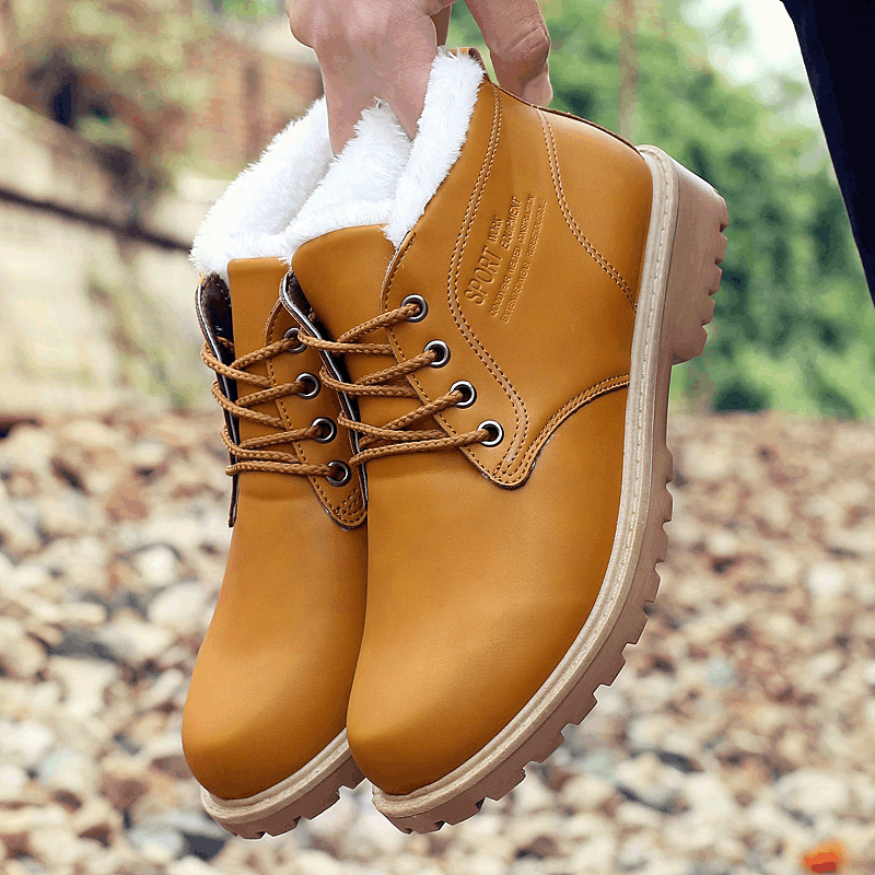 Boots - chaussures en PU ronde pour hiver - Angleterre - semelle caoutchouc - Ref 953463