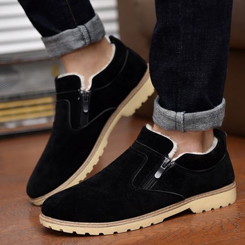 Boots - chaussures en Nubuck ronde pour hiver - loisir - semelle caoutchouc - Ref 953506