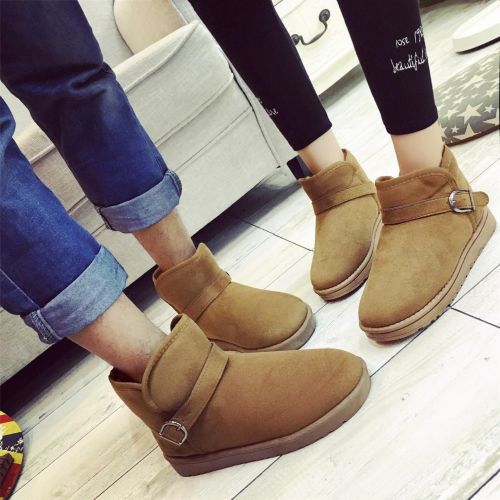 Boots - chaussures en plancher de cuir, En plus de de vache, ronde pour hiver - semelle mousse de caoutchouc - Ref 95351