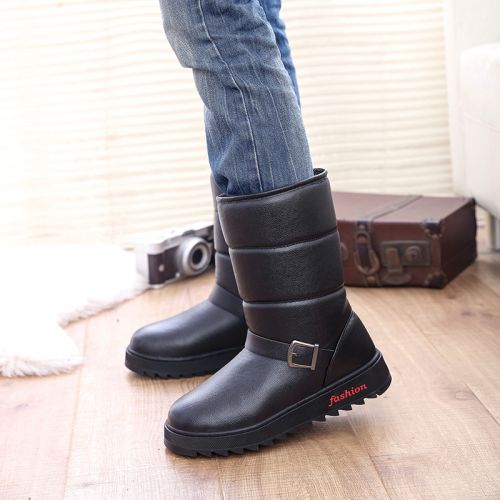 Boots - chaussures en Cuir spatial ronde pour hiver - loisir - semelle caoutchouc - Ref 953535