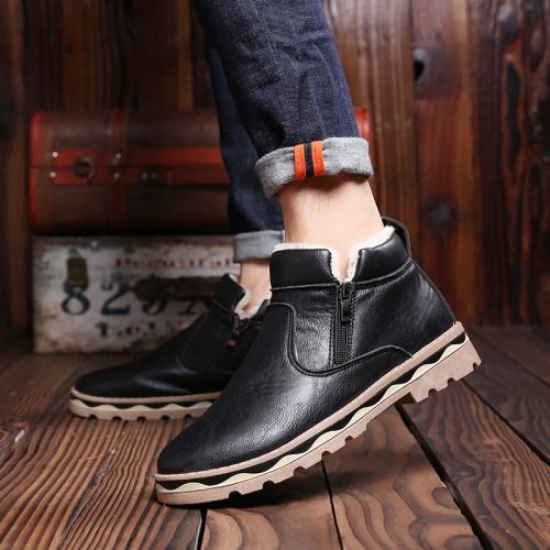 Boots - chaussures en PU ronde pour hiver - semelle caoutchouc - Ref 953555