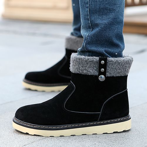 Boots - chaussures en Nubuck ronde pour hiver - loisir - semelle caoutchouc - Ref 953568