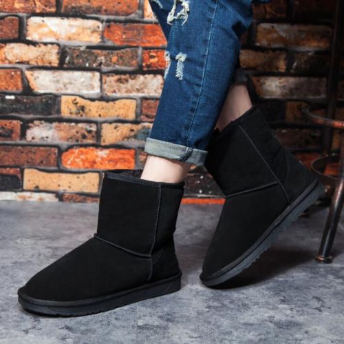 Boots - chaussures en plancher de cuir, En plus de de vache, ronde pour hiver - loisir - semelle TPR - Ref 9536