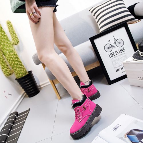 Boots - chaussures en PU ronde - semelle caoutchouc - Ref 953739