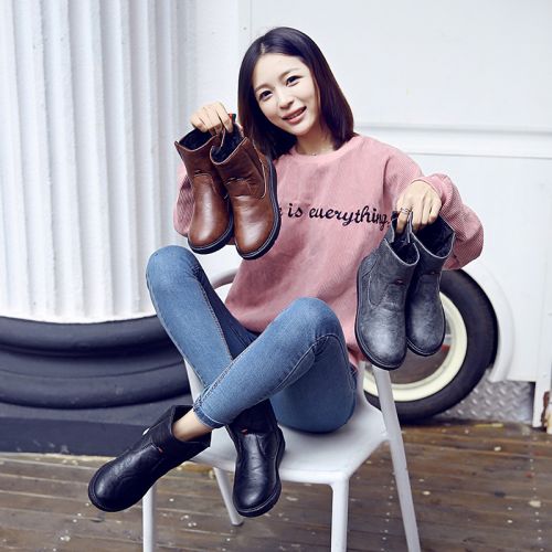 Boots - chaussures en PU ronde pour hiver - semelle caoutchouc - Ref 953806