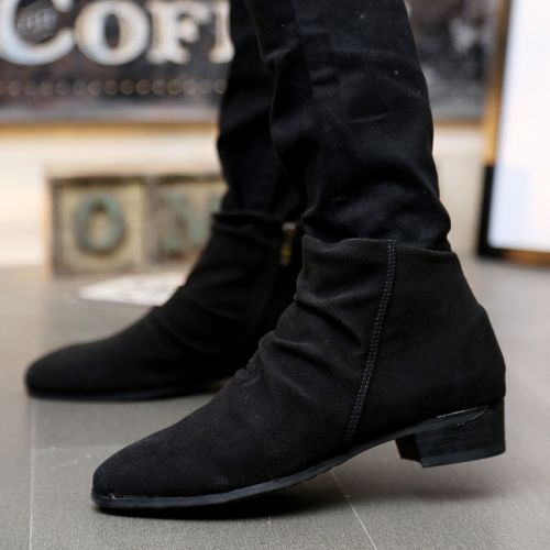 Boots - chaussures en Nubuck pointu pour printemps - loisir - semelle caoutchouc - Ref 953898