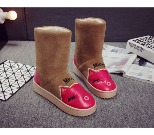 Boots - chaussures en toile ronde pour hiver - simple - semelle caoutchouc mousse EVA - Ref 954009