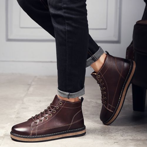 Boots - chaussures en Microfiber ronde pour hiver - tendance des jeunes - semelle caoutchouc - Ref 954191