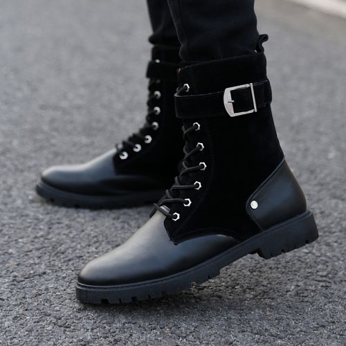 Boots - chaussures en Nubuck ronde pour printemps - Retro - semelle caoutchouc - Ref 954193