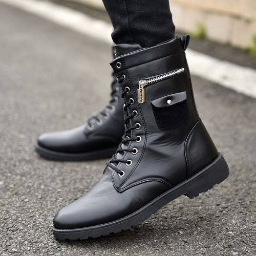Boots - chaussures en PU ronde pour printemps - tendance des jeunes - semelle caoutchouc - Ref 954256