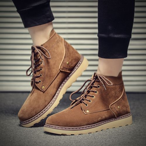 Boots - chaussures en Nubuck ronde pour hiver - loisir - semelle caoutchouc - Ref 954262