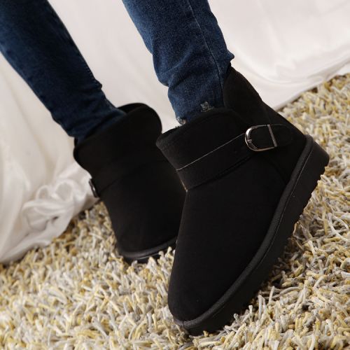 Boots - chaussures en Nubuck ronde pour hiver - semelle caoutchouc - Ref 954500
