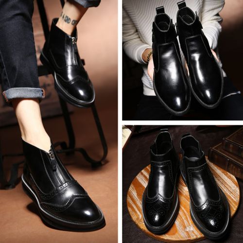 Boots - chaussures en Microfiber pointu pour hiver - Angleterre - semelle caoutchouc - Ref 954501