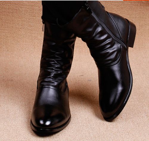 Boots - chaussures en plancher de cuir, En plus de de vache, pointu pour hiver - Angleterre - semelle caoutchouc - Ref 9
