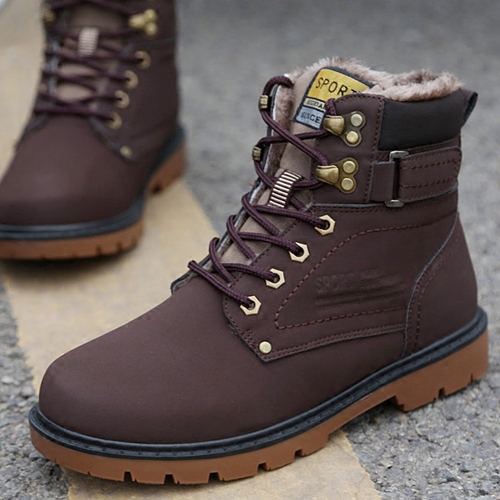 Boots - chaussures en Nubuck ronde pour hiver - simple - semelle caoutchouc - Ref 954513
