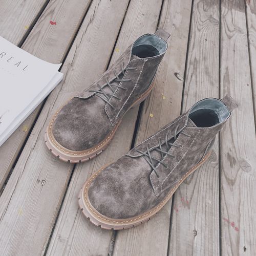 Boots - chaussures dont première couche de peau de porc ronde pour hiver - tendance des jeunes - semelle caoutchouc - Ref 95453