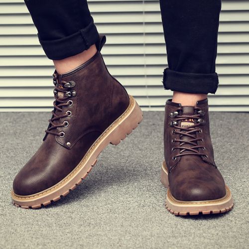 Boots - chaussures en Microfiber ronde pour hiver - Angleterre - semelle caoutchouc - Ref 954540