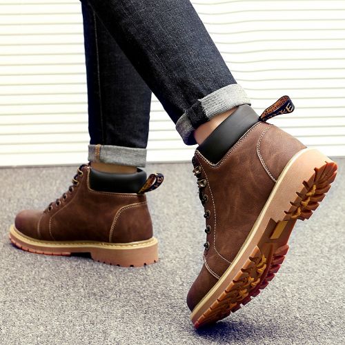 Boots - chaussures en plancher de cuir, En plus de de vache, ronde pour hiver - loisir - semelle TPR - Ref 9545