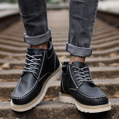Boots - chaussures en Microfiber ronde pour printemps - loisir - semelle caoutchouc - Ref 954551