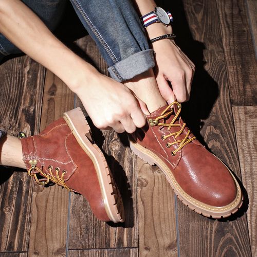 Boots - chaussures en plancher de cuir, En plus de de vache, MOPOLL ronde pour hiver - Retro - semelle TPR - Re