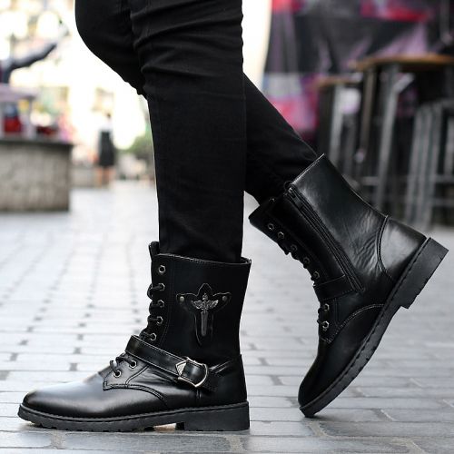 Boots - chaussures en PU ronde pour printemps - loisir - semelle caoutchouc - Ref 954560