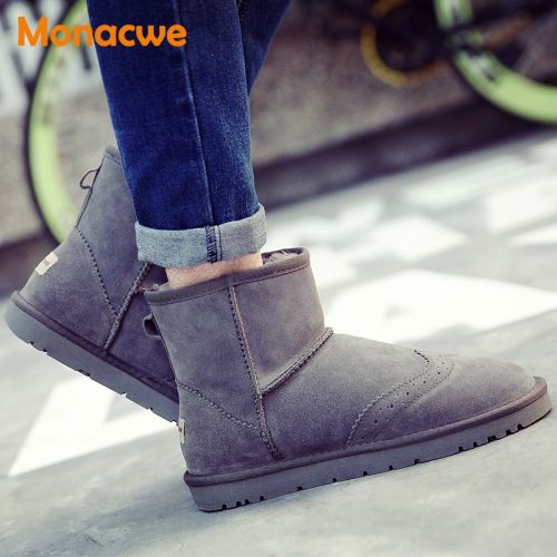 Boots - chaussures en plancher de cuir, En plus de de vache, MONACWE ronde pour hiver - Angleterre - semelle TPR