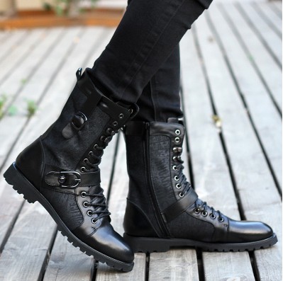 Boots - chaussures en PU ronde pour printemps - Angleterre - semelle caoutchouc - Ref 954595