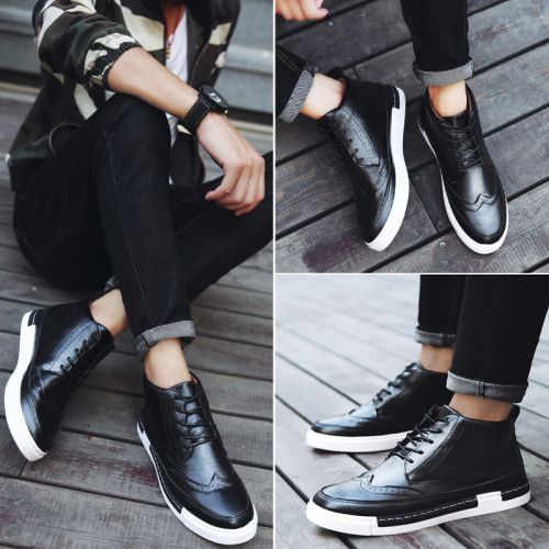 Boots - chaussures en PU ronde pour printemps - Angleterre - semelle caoutchouc - Ref 954645